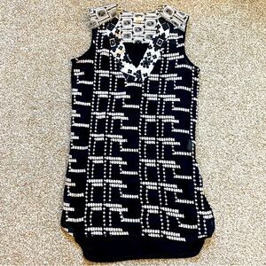 Anthropologie Tiny Black & White Embroidered Dress, Size Small, Shift Dress